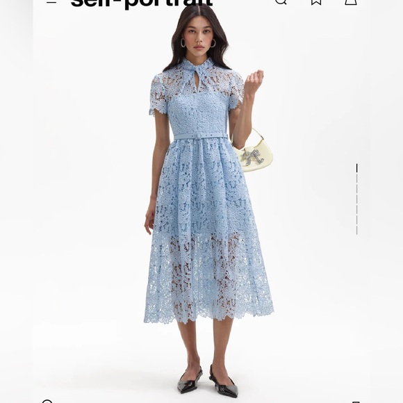 self-portrait guipure lace belted midi-dress SELF-PORTRAIT Belted Guipure Lace Midi Dress